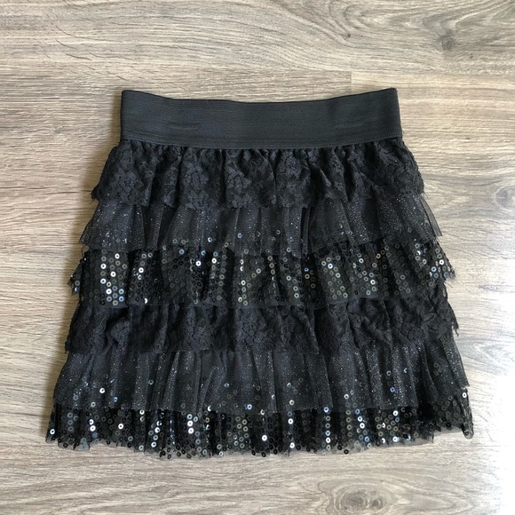 AMYwear Other - Black sequins ruffled skirt.